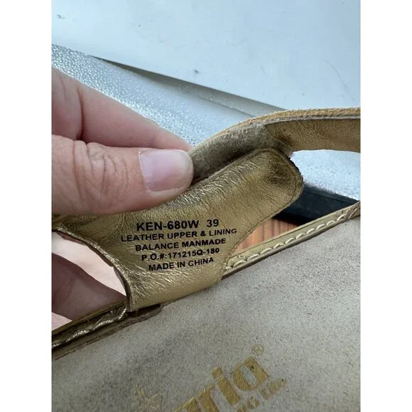 Alegria Sandals Women’s 9 gold  leather slip on slide comfort beach kendra - Picture 4 of 7